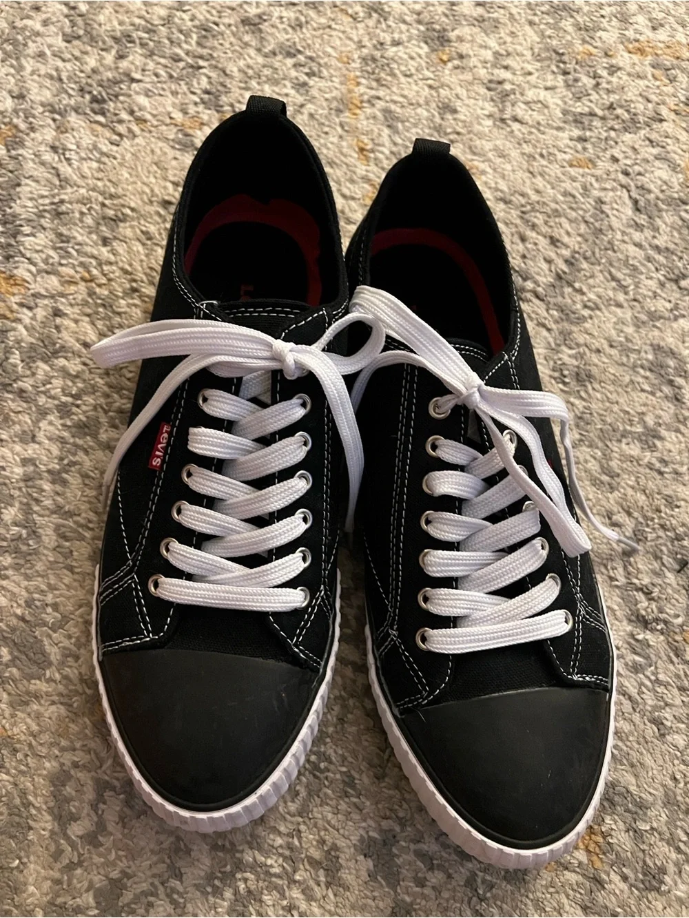 Levi's Black Canvas Low-Top Sneakers with White Laces